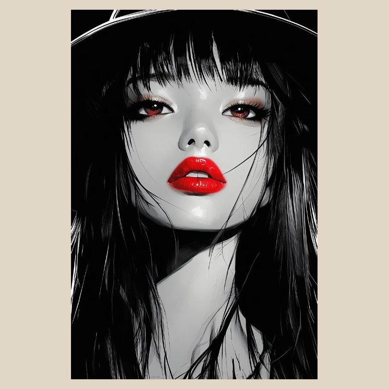 Red Lips Gothic Portrait