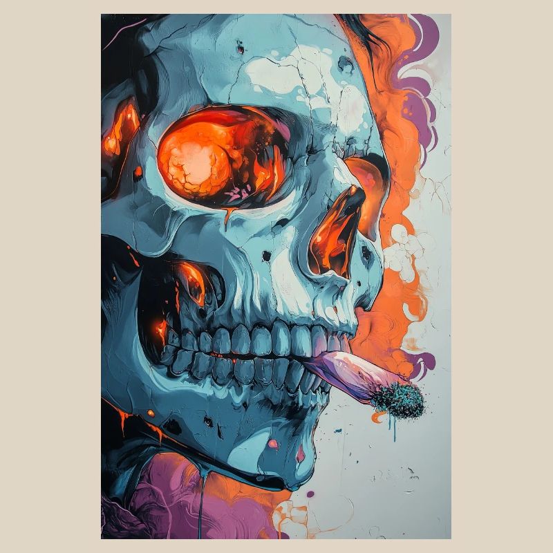 Skull Graffiti Fire Art