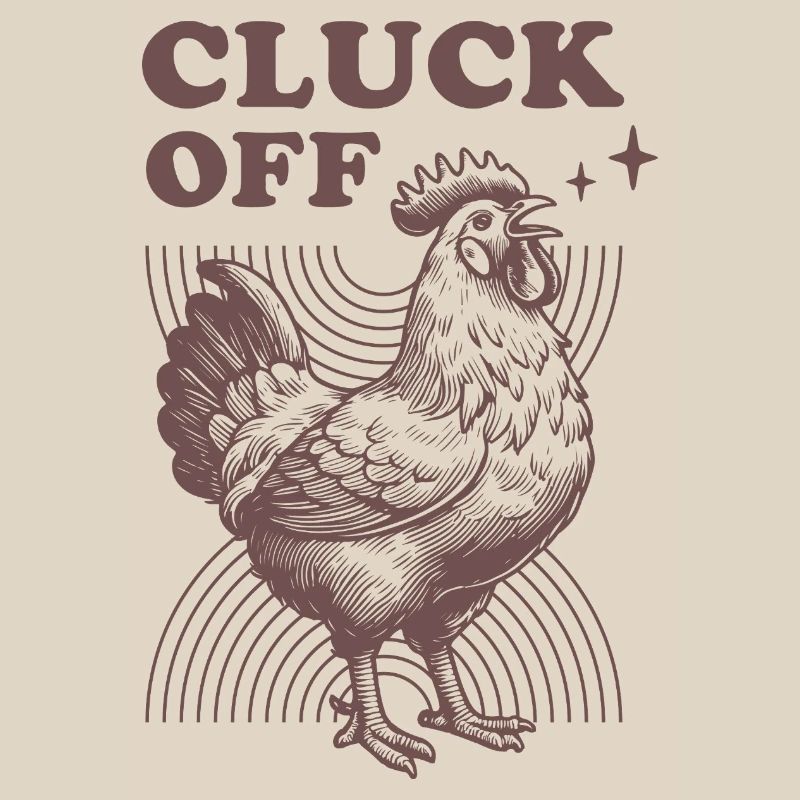 Humorous chicken with text