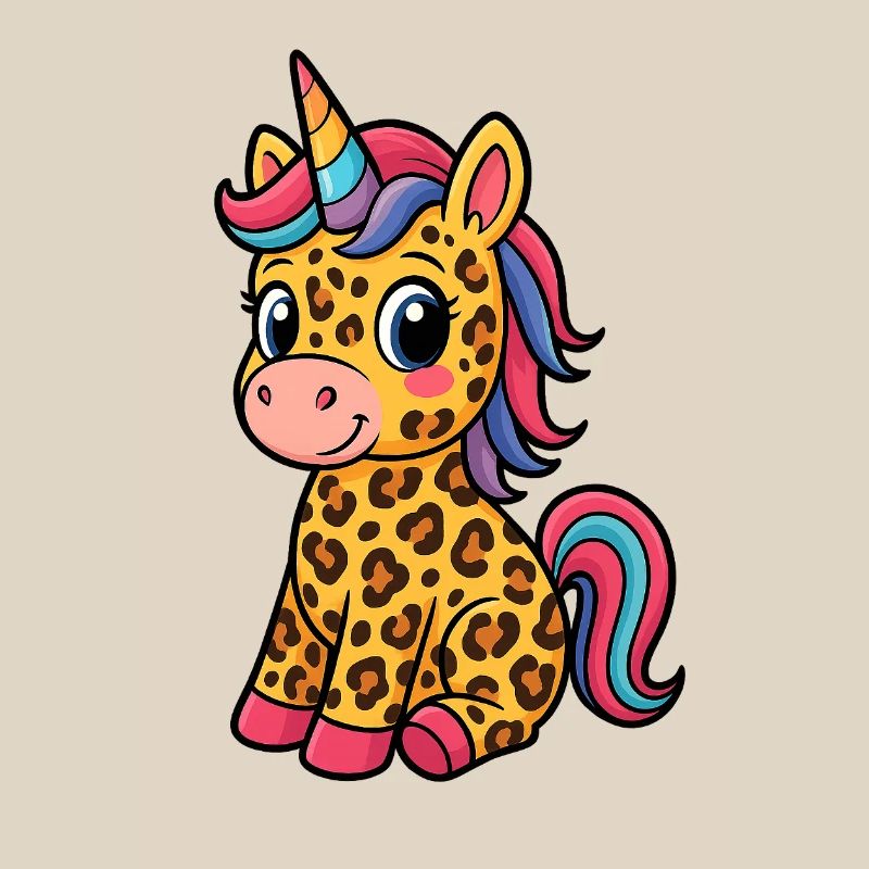 Licorne léopard - Conception de dessin animé mignon