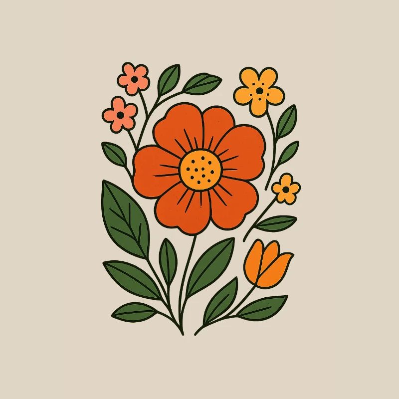 Rustic Botanical Flower Illustration