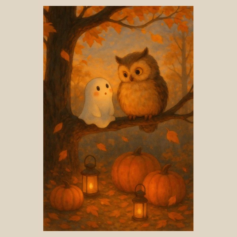 Ghost with Cute Owl