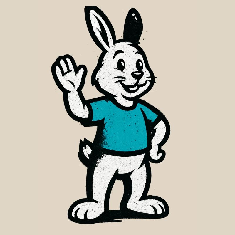 Waving bunny in blue