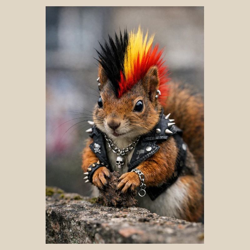 Punk Eichhörnchen mit Lederweste