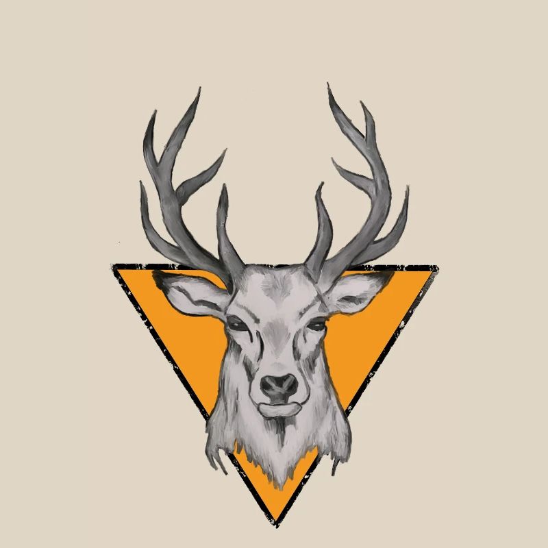 Deer head in orange triangle