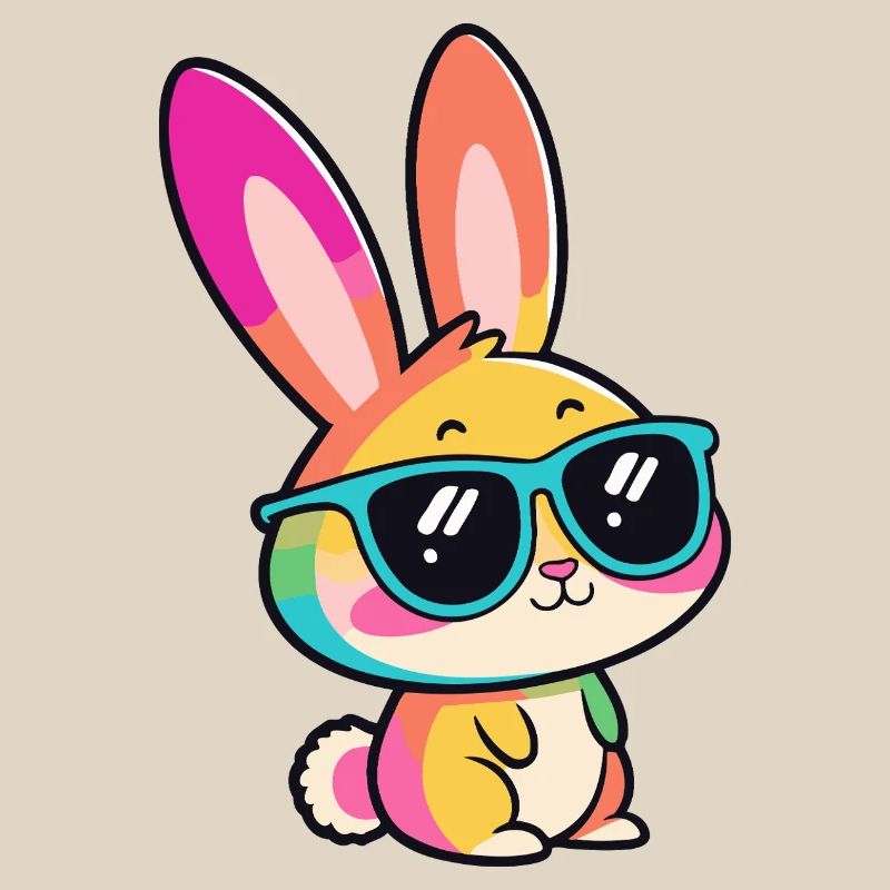 Rainbow Rabbit in Glasses