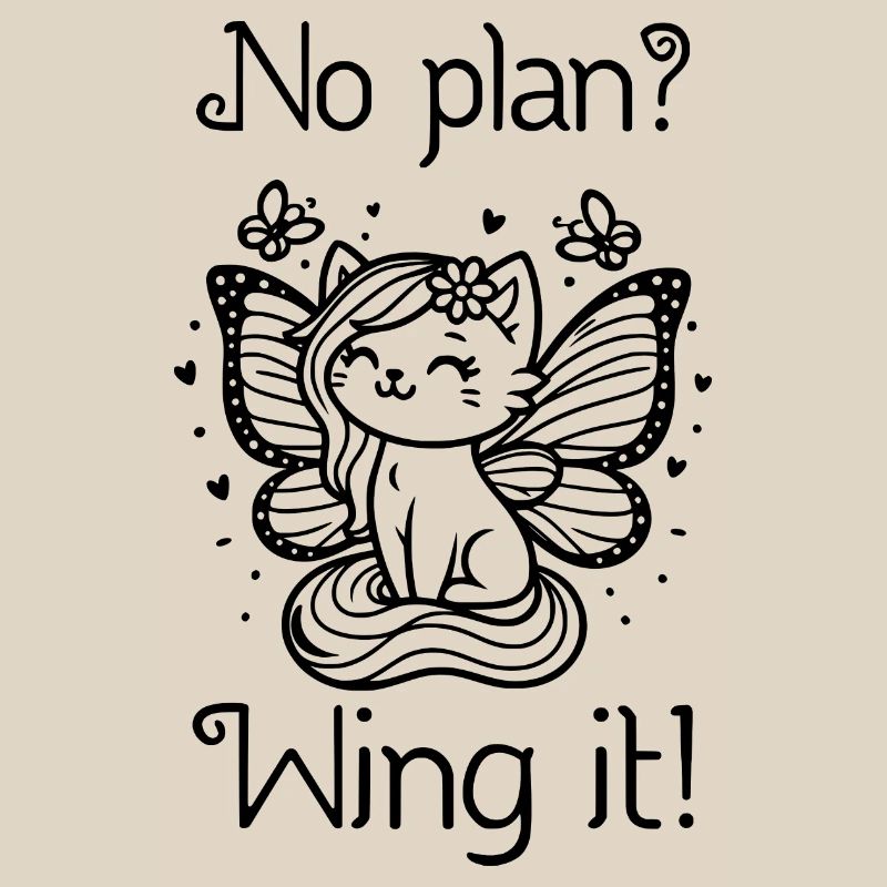 Pas de plan ? Envolez-le ! Chat ailé (noir)