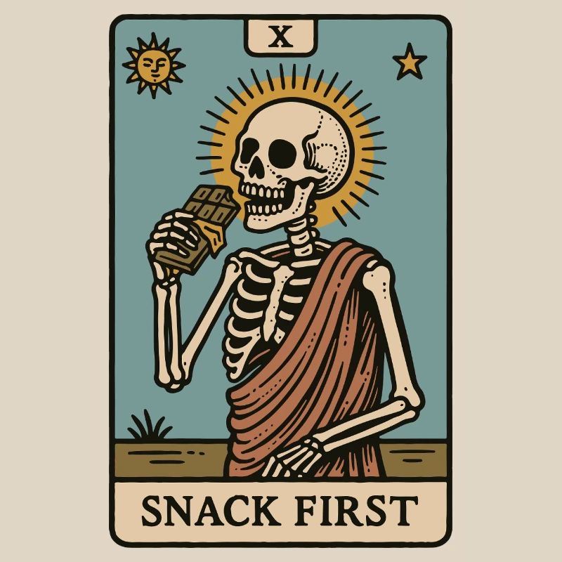 Snack First Skeleton Funny Saying Halloween