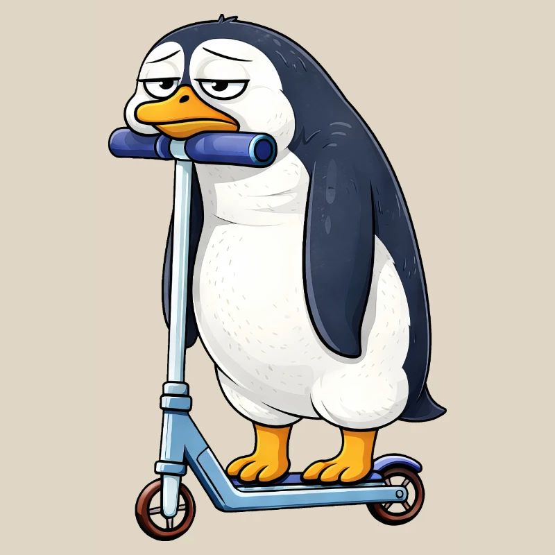 Süßer Pinguin Roller Scooter Einsam Langeweile