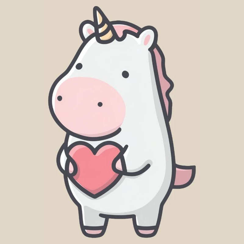 Einhorn, das ein Herz hält