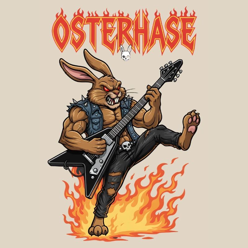 Heavy Metal Easter Bunny Rocker Easter Hardcore Bunny