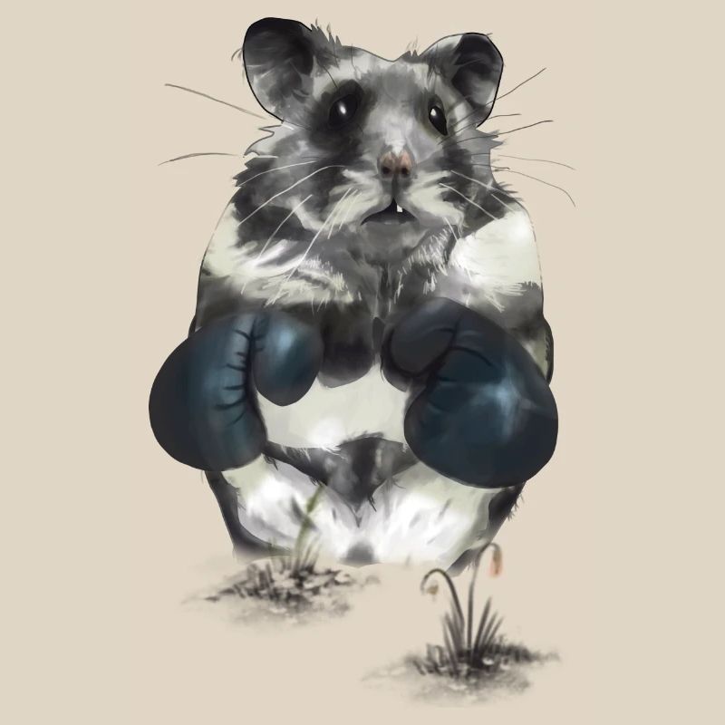 Hamster combatif sur le ring de boxe