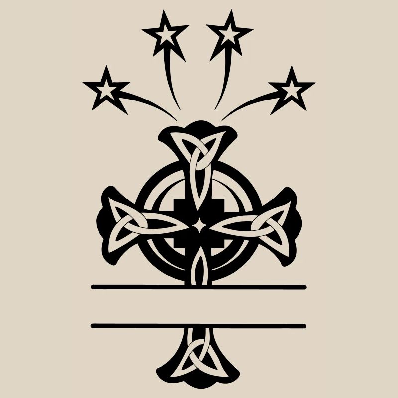Celtic cross monogram four stars