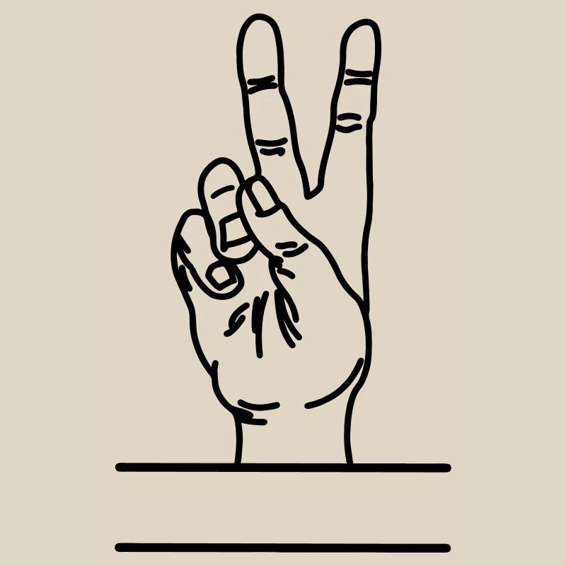 Text space with hand gesture peace