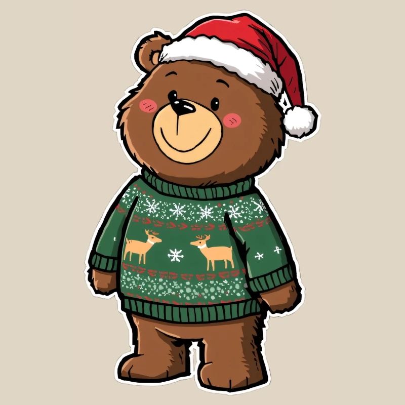 Niedlicher Bär mit Weihnachtspullover