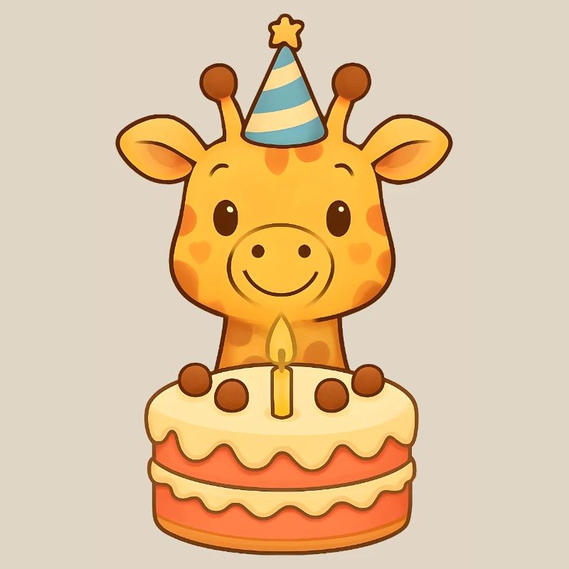 Giraffe mit Geburtstagtorte