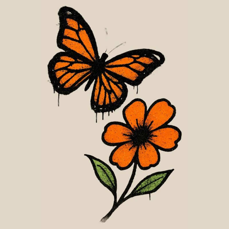 Schmetterling und Blüte Graffiti