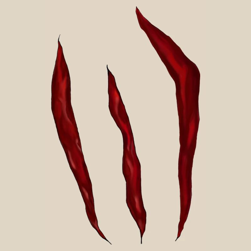 Blood-red scratch marks