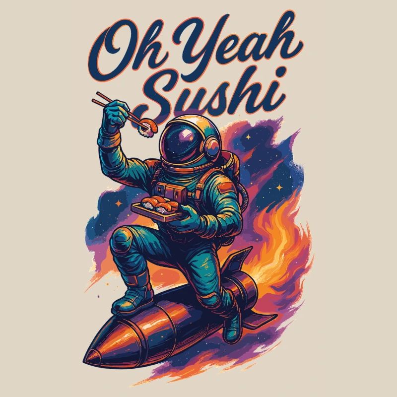 Astronaut on Rocket: Oh yes Sushi Galaxy Design