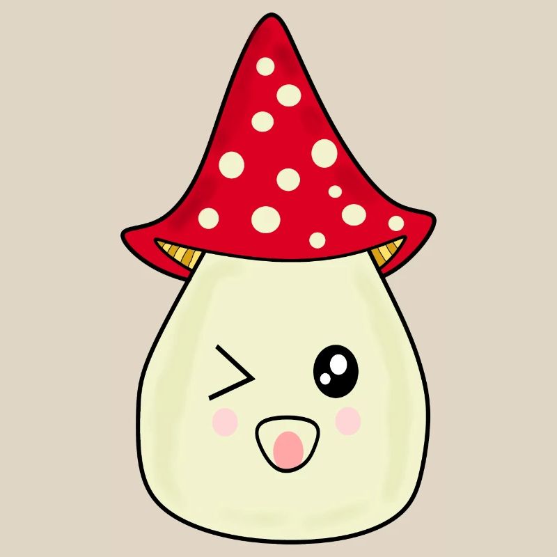 Kawaii champignon Toadstool mignon rouge avec visage
