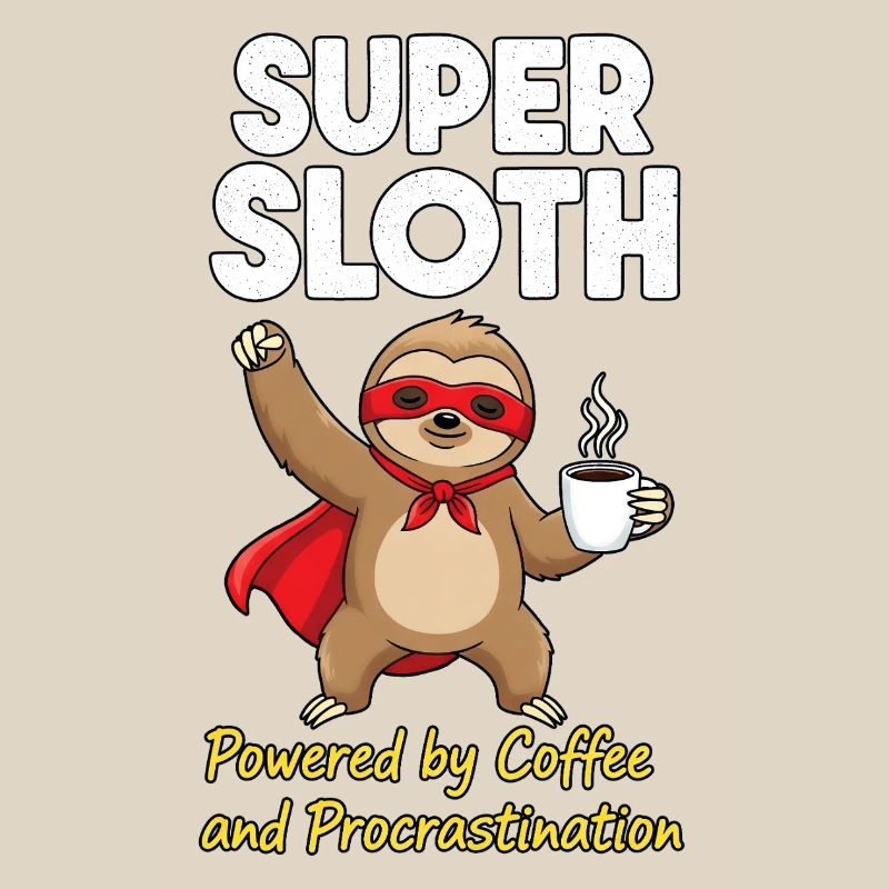 Super Sloth Held Coffee Cape