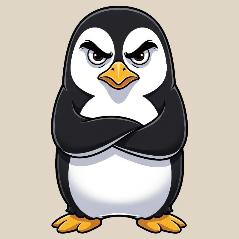 Grumpy Penguin Cartoon Sour Grumpy Annoyed