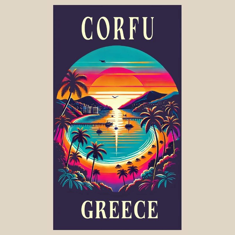 Design de coucher de soleil à Corfou en Grèce
