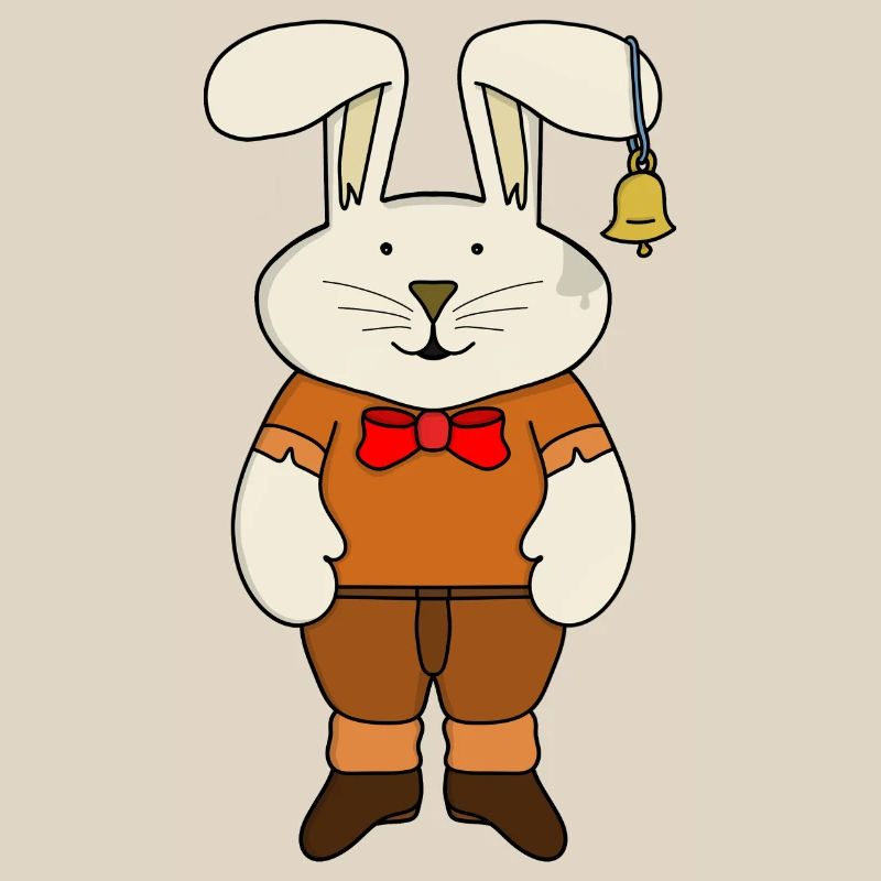 Rabbit with a bell in his ear