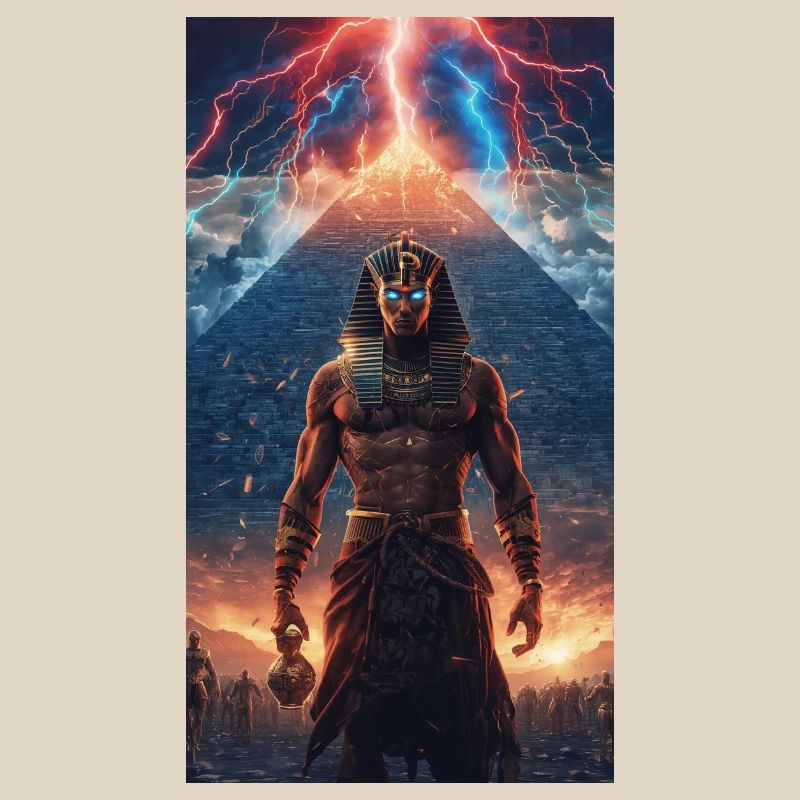 Pharaon du Tonnerre devant la pyramide