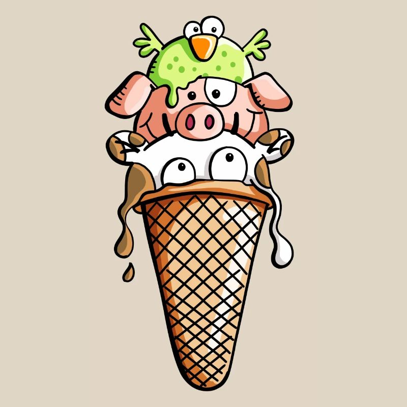 Bauernhoftier Eiscreme - Tiere - Eis - Kinder -Fun