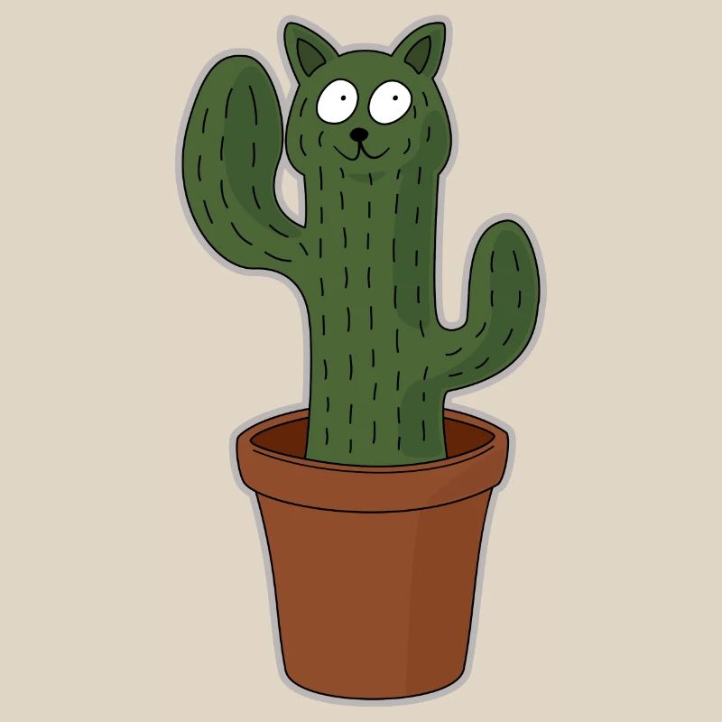 Chat comme cactus dans un pot de fleurs