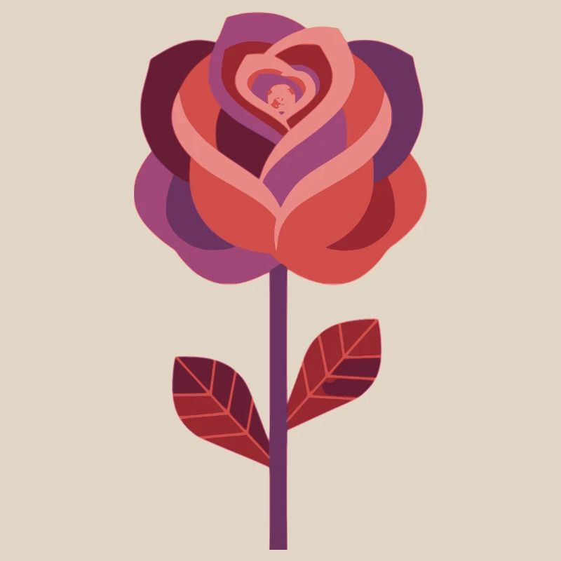 Rose graphique dans des tons rouges chauds
