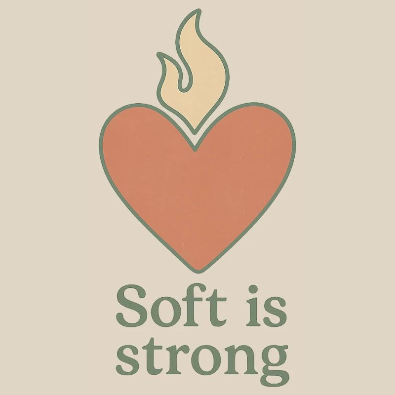 Soft is Strong Heart with Flame