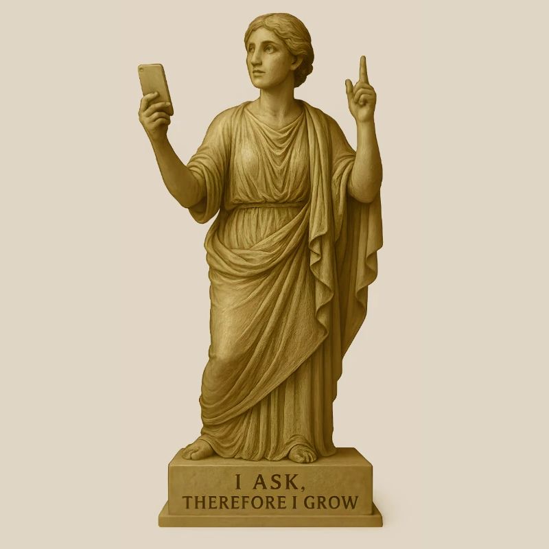 Ancient Philosopher Statue with Message