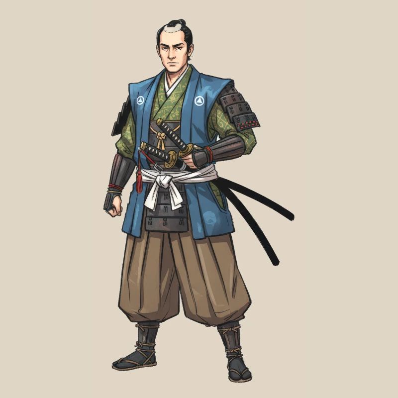 Edo Samurai in Blue Jacket