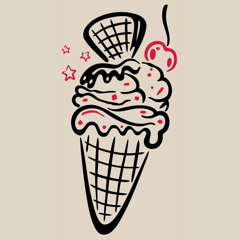 Eis, Eiswaffel mit Kirsche