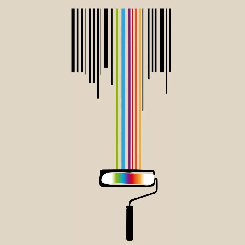 A paint roller with a bar code