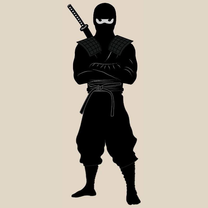 Ninja coriace avec une épée dans le dos
