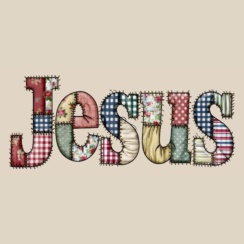 Patchwork Jesus Lettering