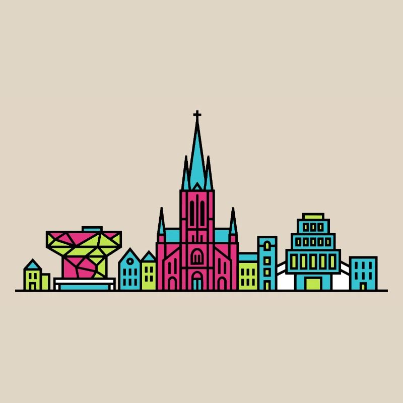 Antwerpener Stadtskyline-Kathedrale Moderne Linienkunst