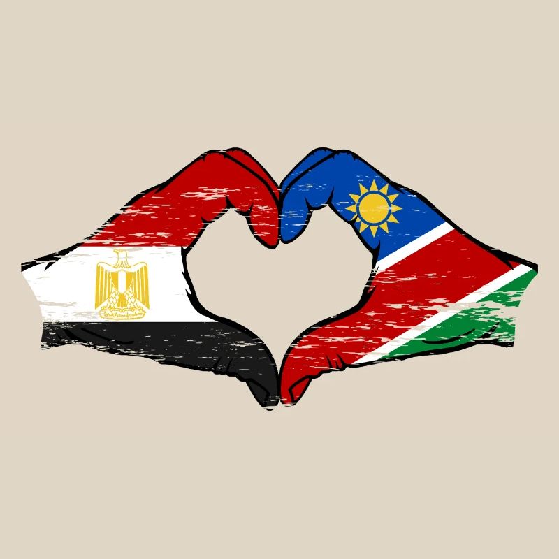 Egypt Namibia Flag Hands Heart Shape Used