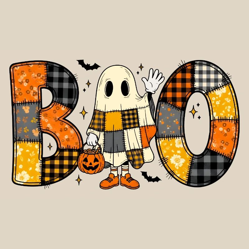 Ghost Halloween Patchwork Boo
