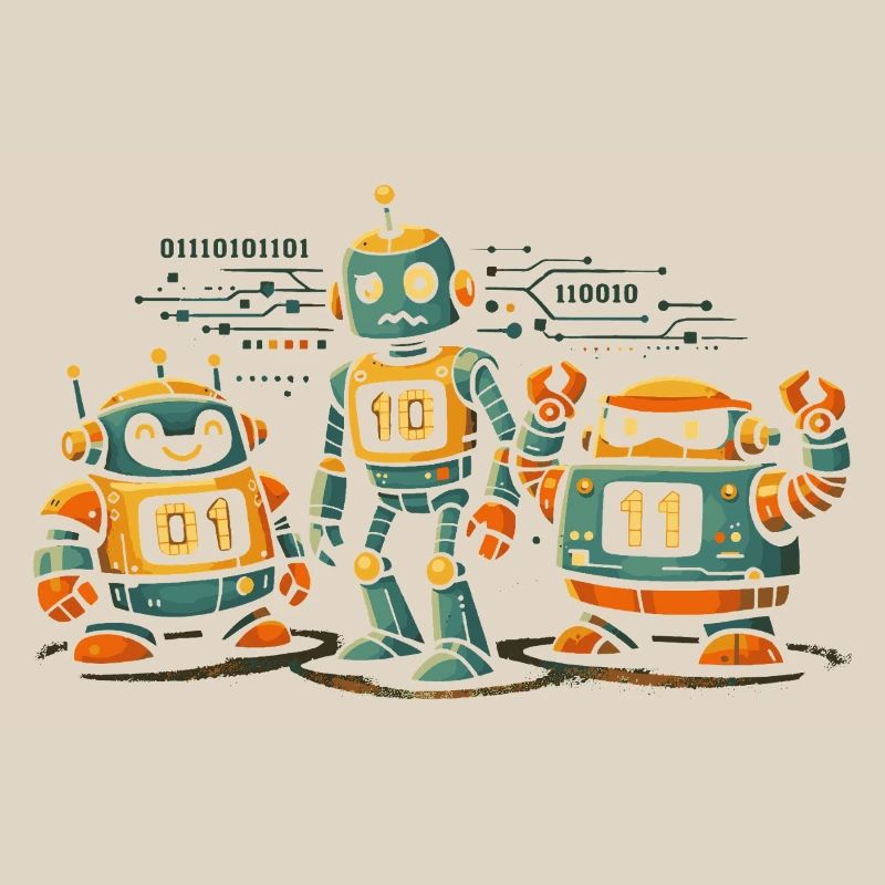 Geek Robots Binary Code Computer Science IT