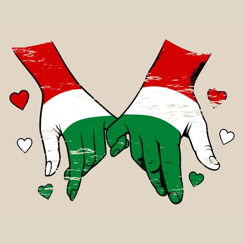 Drapeau hongrois main dans la main utilisé