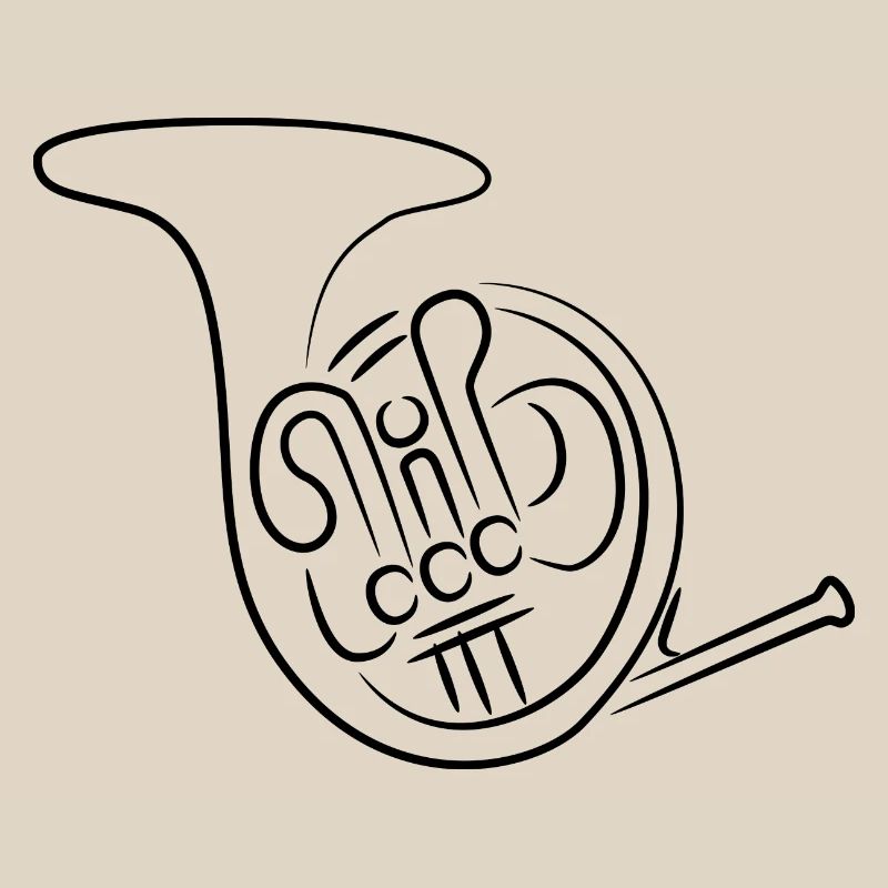 French Horn Drawing