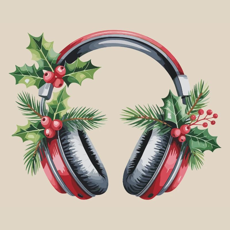 Weihnachtskopfhörer mit Tannengrün