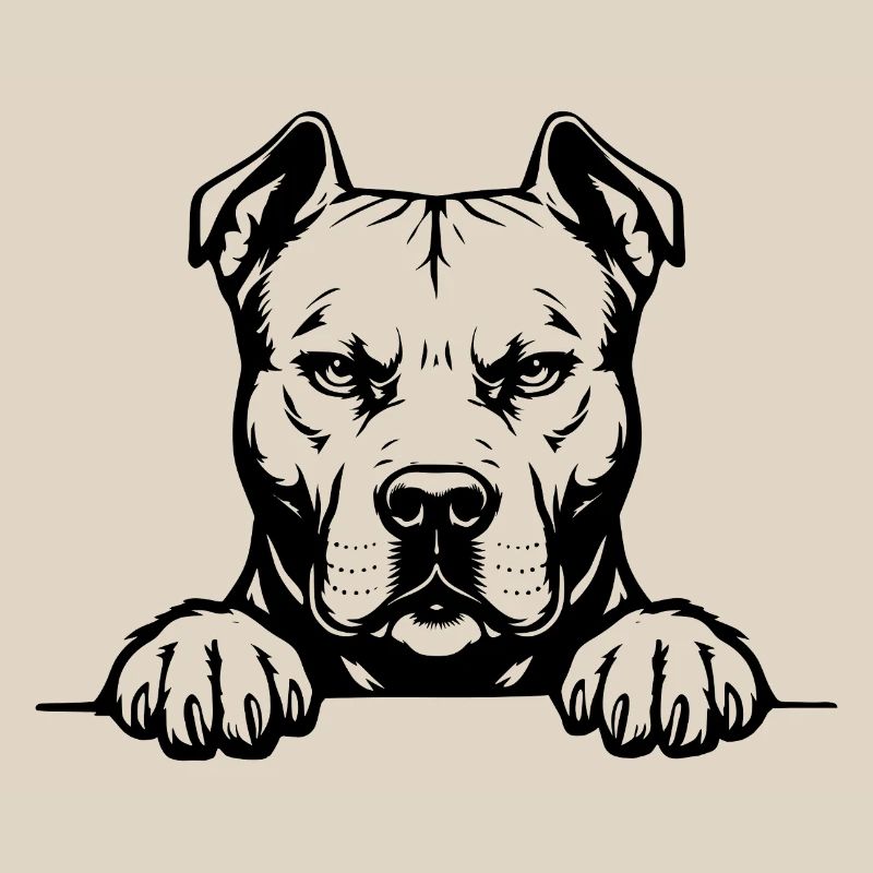 Pitbull Head with Paws