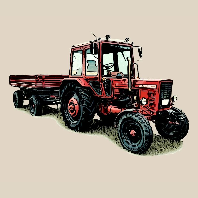 Biélorussie MTS 80 avec remorque