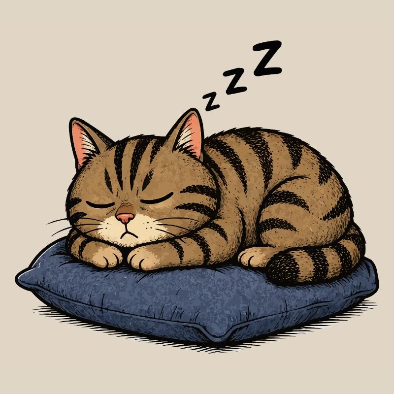 Sleeping cat on pillow