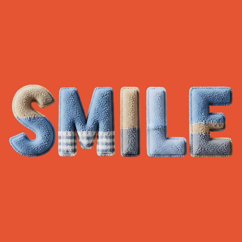 Smile Patchwork Trend Lettering Style Handmade